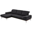 ECKSOFA in Mikrofaser Anthrazit  - Anthrazit/Beige, Natur, Holz/Textil (201/322cm) - Voleo