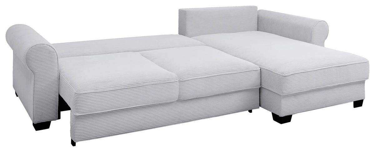 ECKSOFA Hellgrau Cord  - Hellgrau/Schwarz, KONVENTIONELL, Kunststoff/Textil (318/197cm) - Hom`in