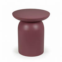 BEISTELLTISCH 50/50/55 cm Mangoholz Hartholz Bordeaux rund  - Bordeaux/Braun, Basics, Holz (50/50/55cm) - MID.YOU