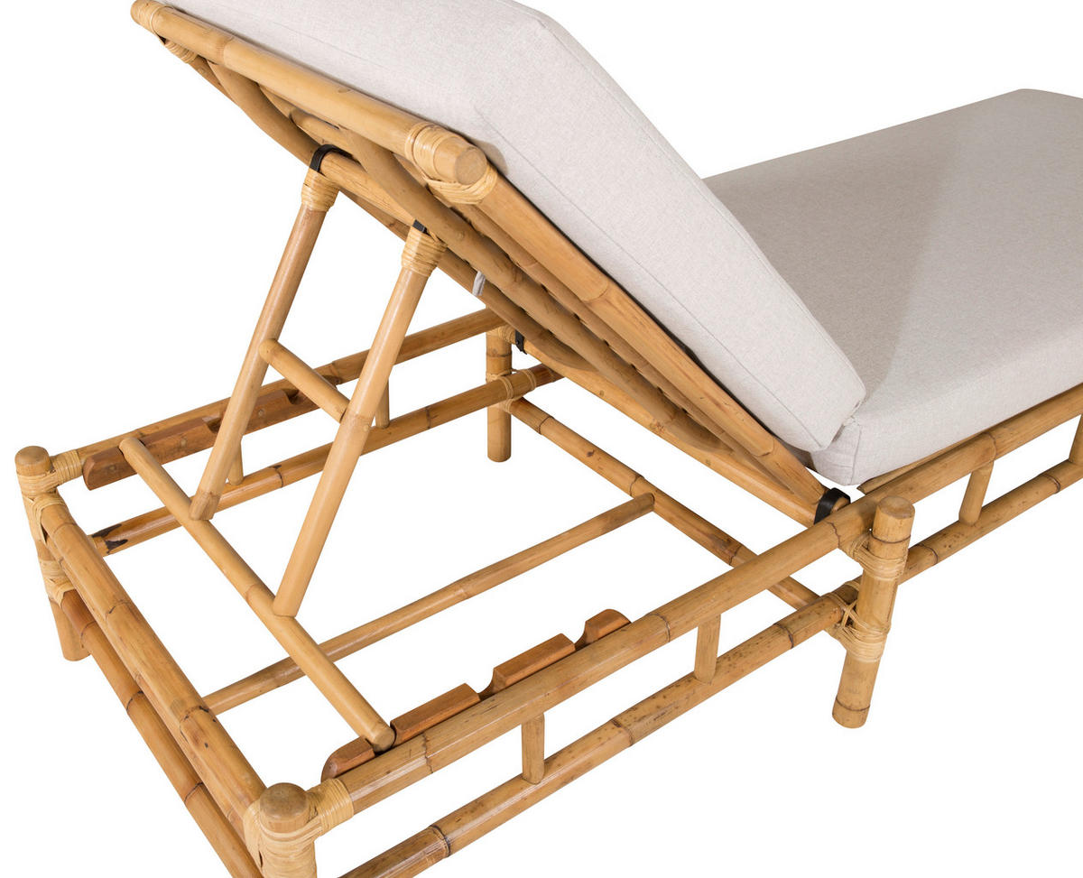 SONNENLIEGE 80/35/210 cm Bambus, Rattan  - Hellbraun/Creme, KONVENTIONELL, Holz/Textil (80/35/210cm) - Gardenson