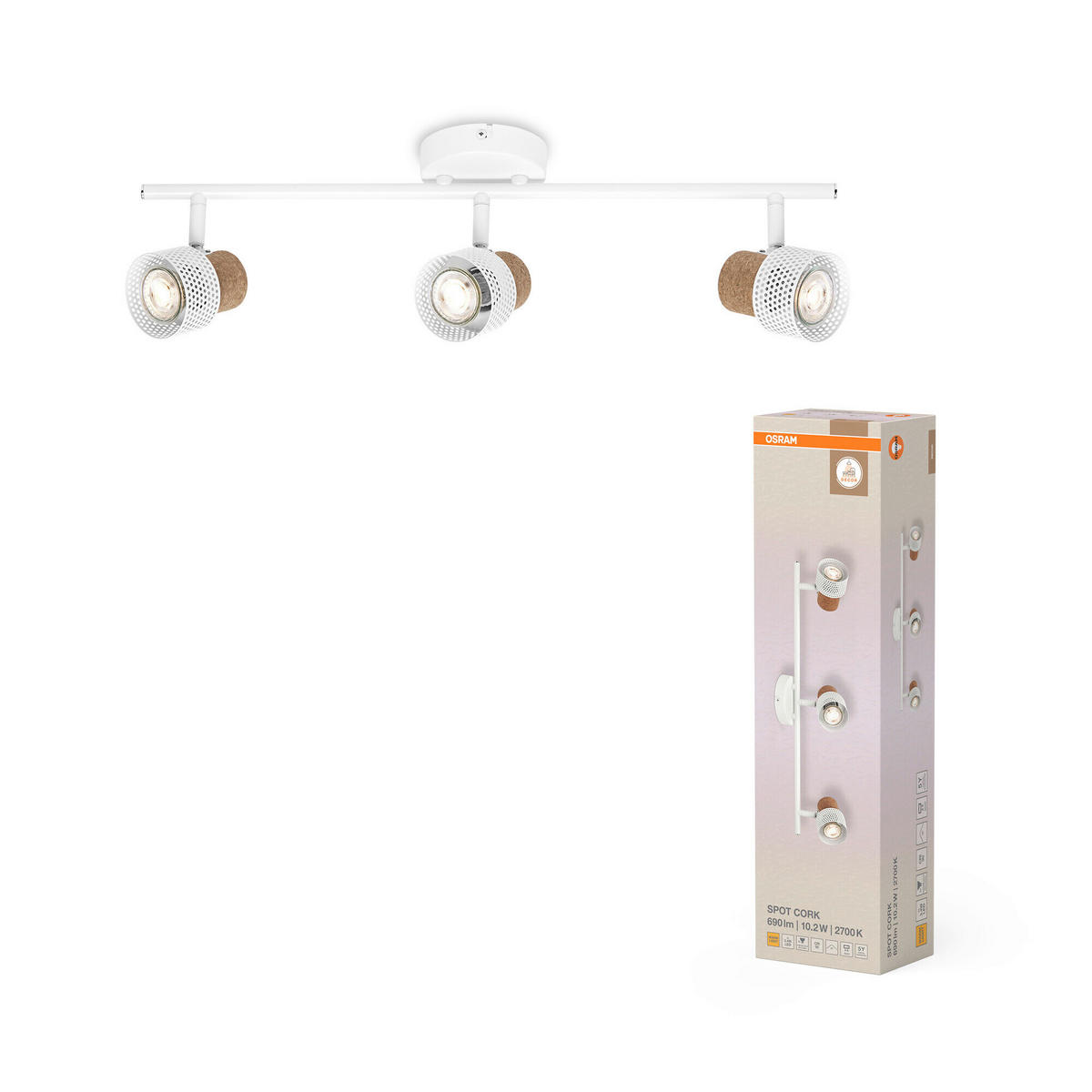 LED-STRAHLER 57,7/10/13,6 cm   - Weiß, Basics, Holz/Metall (57,7/10/13,6cm) - Osram