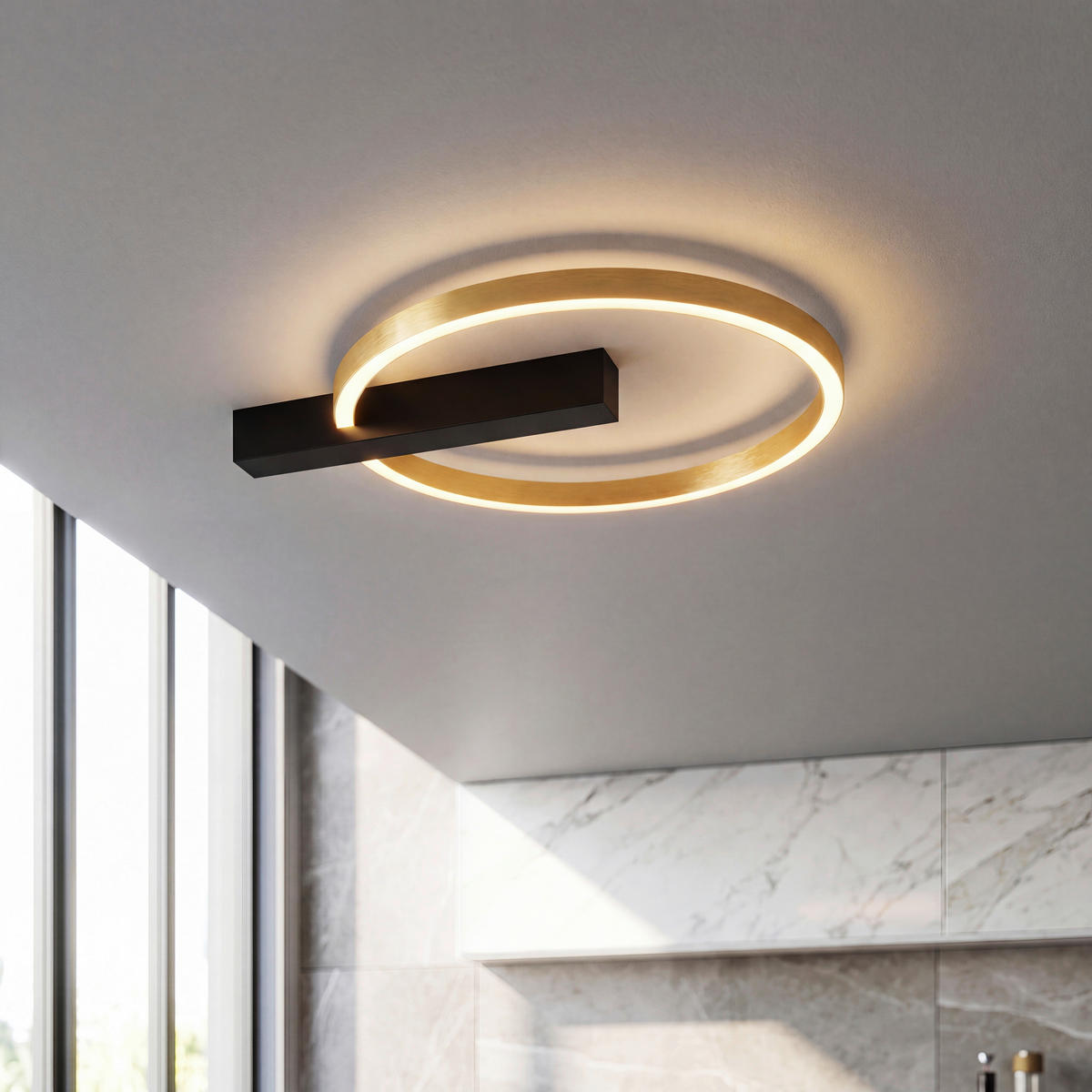 LED-DECKENLEUCHTE Midnight 40.0/4 cm   - Goldfarben/Schwarz, Design, Metall (40.0/4cm) - Escale