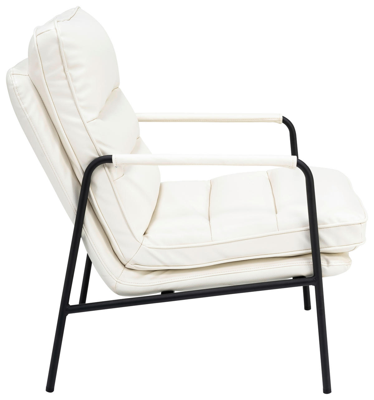 SESSEL Lederlook Weiß    - Schwarz/Weiß, MODERN, Textil/Metall (58,5/85/82cm) - MID.YOU