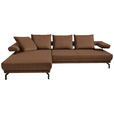 ECKSOFA Fino in Mikrofaser Hellbraun  224/305 cm  - Hellbraun/Schwarz, Design, Textil/Metall (224/305cm) - Dieter Knoll