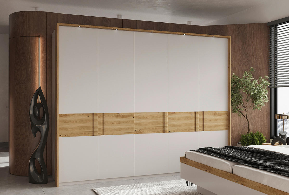 DREHTÜRENSCHRANK in Hellgrau, Eichefarben  - Eichefarben/Hellgrau, Modern, Holz/Holzwerkstoff (301,5/222/60cm) - Xora