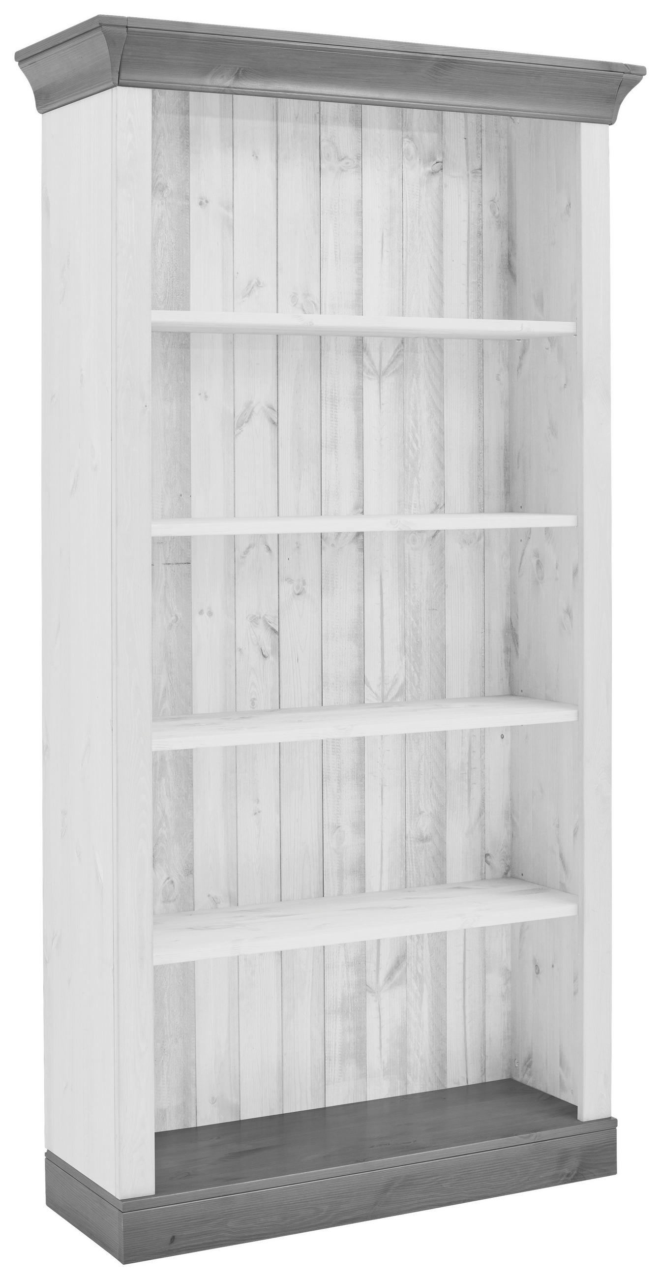 REGAL Kiefer massiv Grau, Weiß  - Weiß/Grau, ROMANTIK / LANDHAUS, Holz (108/202/38cm) - Boxxx