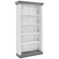 REGAL Kiefer massiv Weiß, Grau  - Weiß/Grau, ROMANTIK / LANDHAUS, Holz (108/202/38cm) - Boxxx