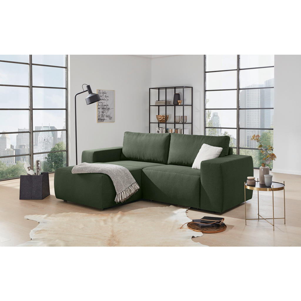 Thumbnail - Looks by W.Joop Ecksofa Looks II, Grün, Textil, 3-Sitzer, seitenverkehrt montierbar, L-Form, 242x160 cm, Made in EU, Rüc...