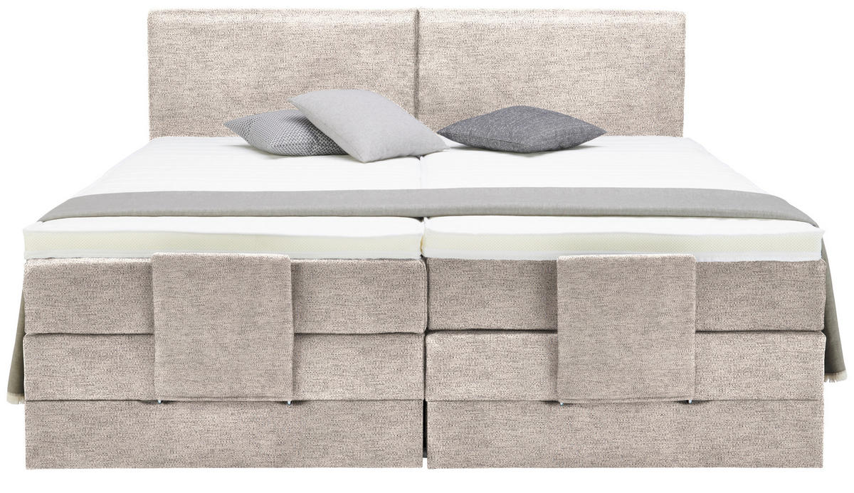 BOXSPRINGBETT 180/200 cm  in Beige  - Beige/Schwarz, Design, Kunststoff/Textil (180/200cm) - Hom`in