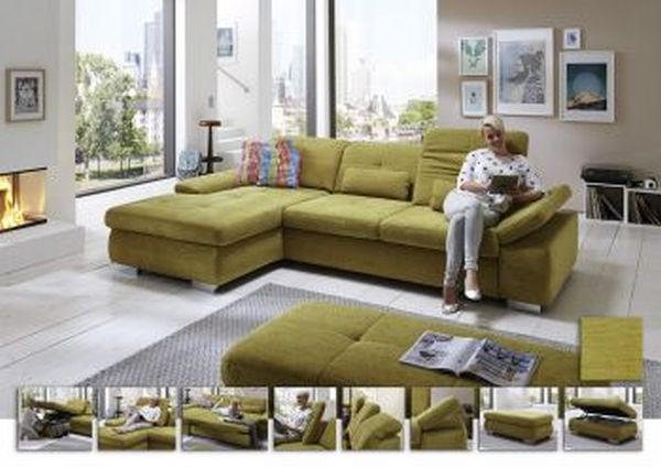ECKSOFA in Flachgewebe Grau  - Chromfarben/Grau, Design, Textil (309/195cm) - Beldomo Style