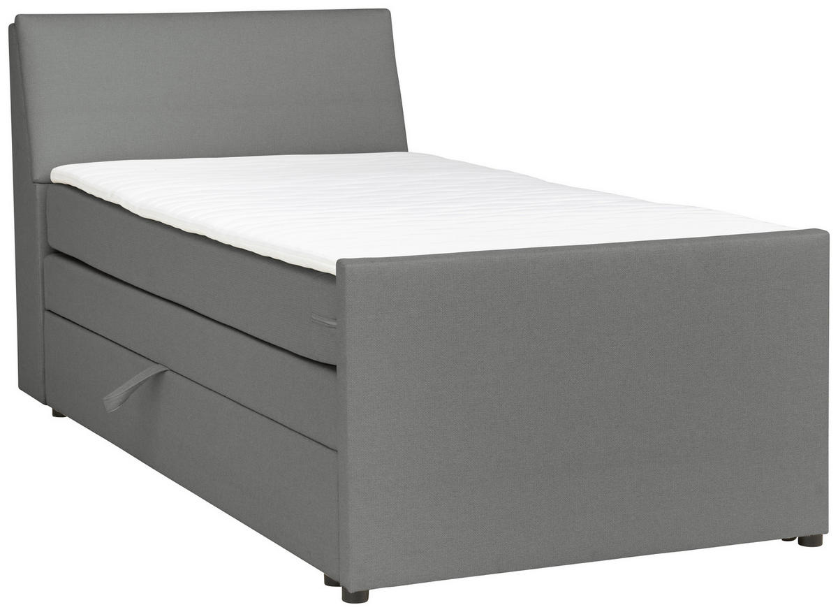 BOXSPRINGBETT 120/200 cm  in Grau  - Schwarz/Grau, MODERN, Holz/Textil (120/200cm) - MID.YOU