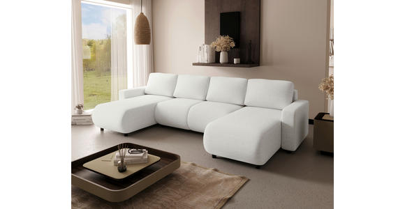 WOHNLANDSCHAFT Creme Webstoff  - Creme/Schwarz, MODERN, Kunststoff/Textil (150/312/150cm) - Xora