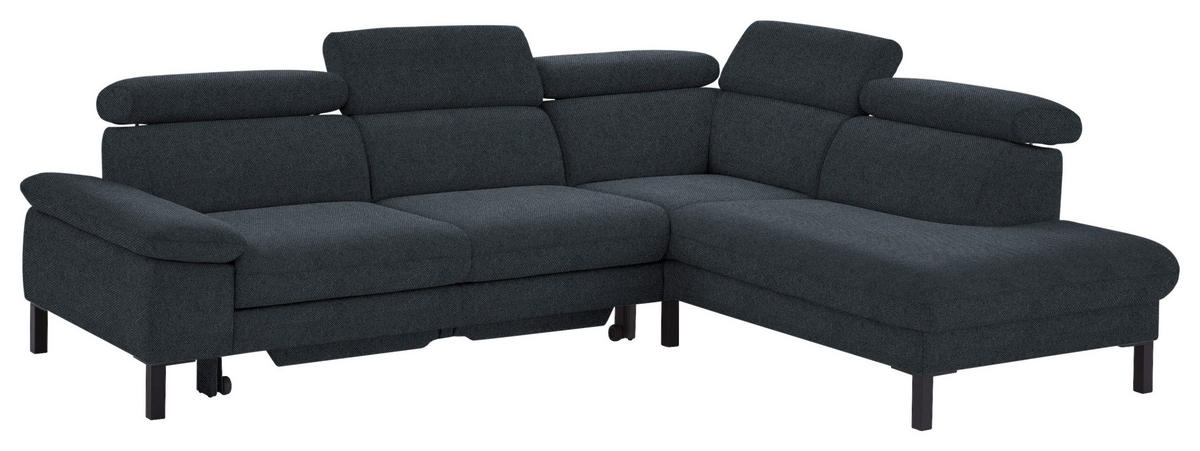 ECKSOFA in Flachgewebe Anthrazit  - Anthrazit/Schwarz, Design, Holzwerkstoff/Textil (272/217cm) - Pure Home Comfort