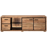 LOWBOARD  in 175/60/40 cm  - Schwarz/Akaziefarben, LIFESTYLE, Glas/Holz (175/60/40cm) - Landscape