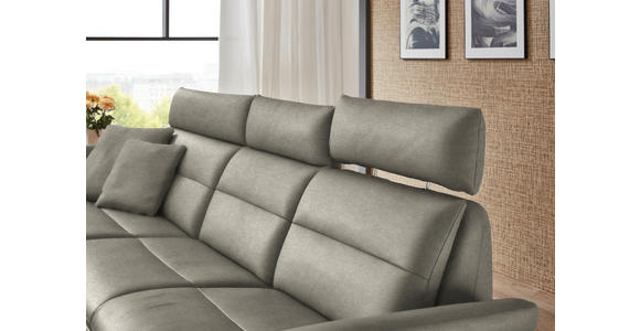 ECKSOFA in Echtleder Hellgrau  169/298 cm  - Hellgrau/Schwarz, Design, Leder/Metall (169/298cm) - Dieter Knoll