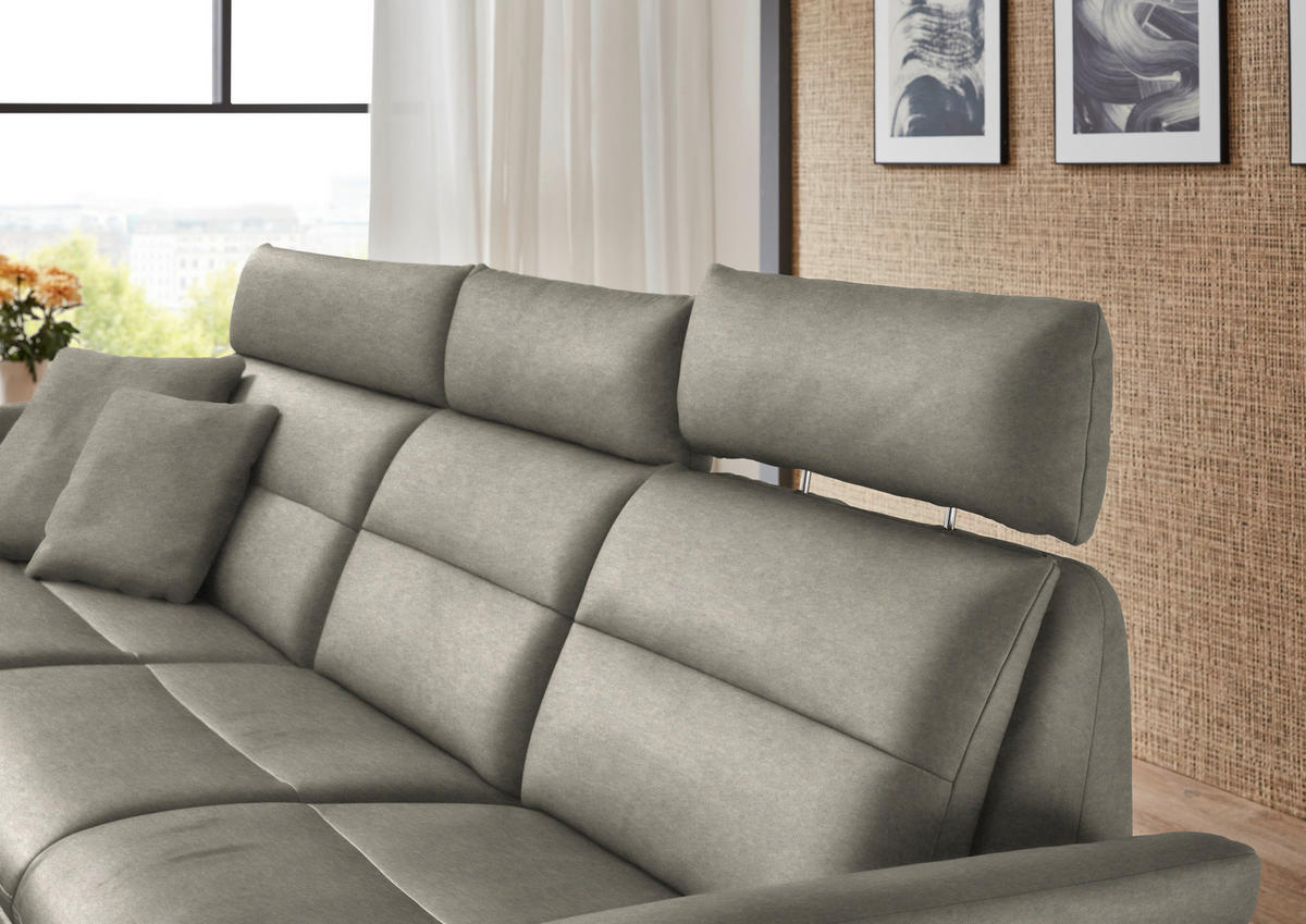 ECKSOFA in Echtleder Hellgrau  - Hellgrau/Schwarz, Design, Leder/Metall (169/298cm) - Dieter Knoll