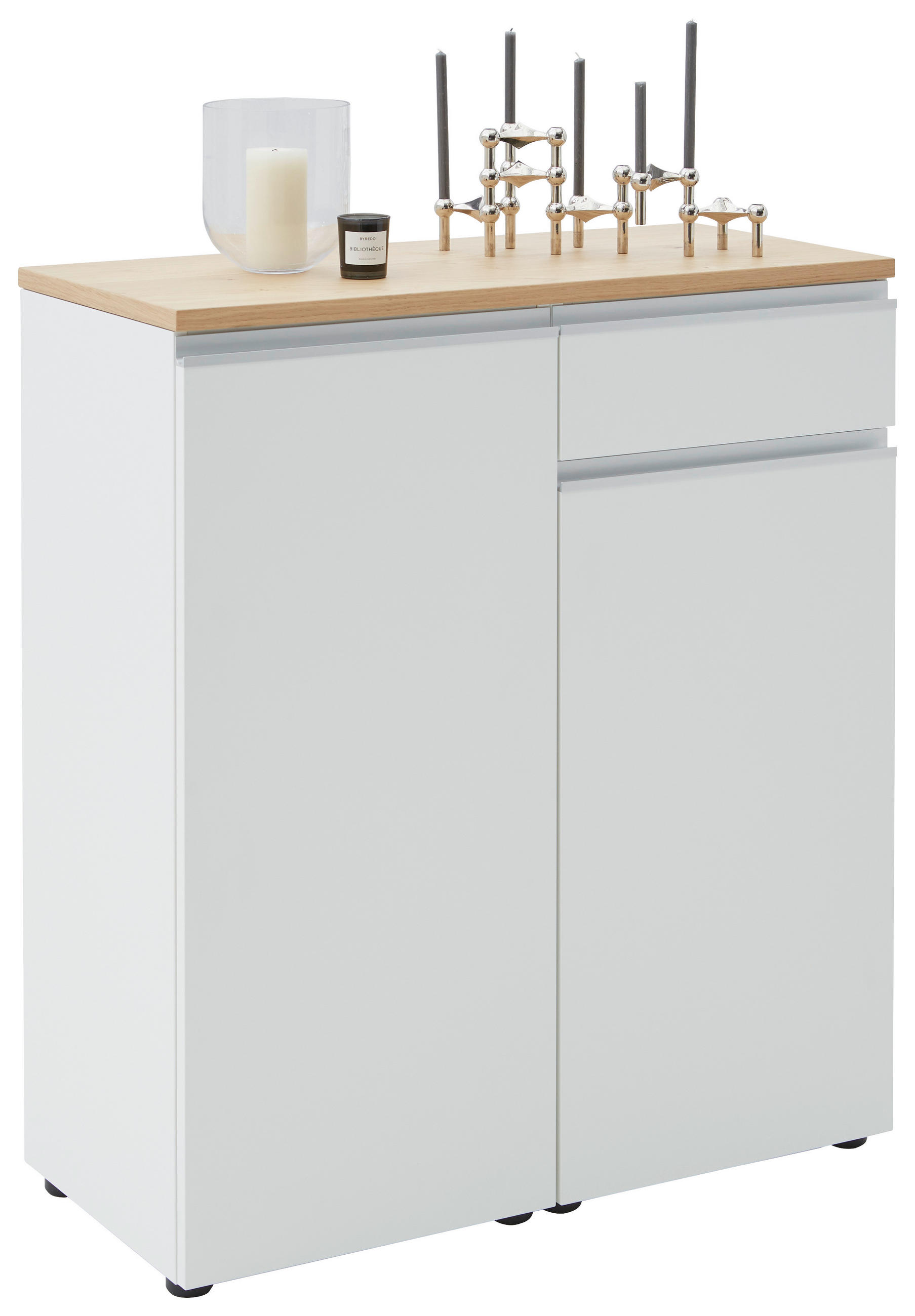 Dieter Knoll Kommode Weiß, Eiche 90x102x41 cm