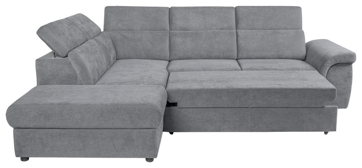 ECKSOFA Grau Flachgewebe  - Schwarz/Grau, KONVENTIONELL, Kunststoff/Textil (235/280cm) - Carryhome