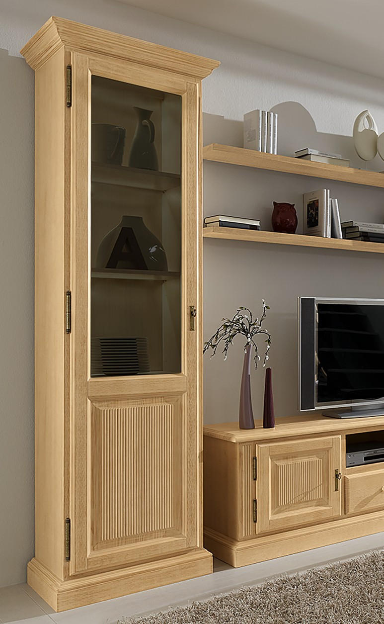 VITRINE in massiv Pinie Beige  - Beige, Design, Holz (65/217/47cm) - Livetastic
