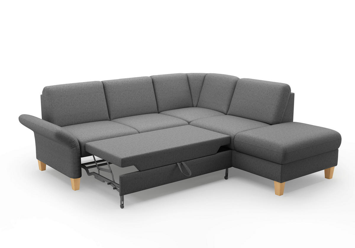 ECKSOFA ROCHELLE E Dunkelgrau Flachgewebe  - Eichefarben/Dunkelgrau, KONVENTIONELL, Holz/Textil (240/216cm) - Sit & More