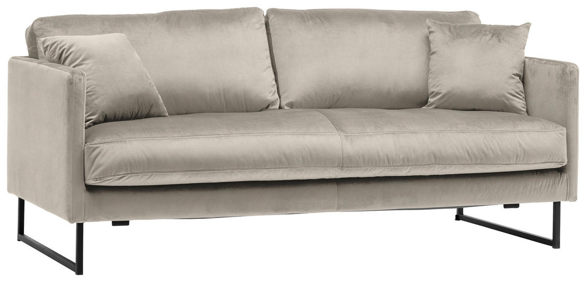 2,5-SITZER Samt Taupe  - Taupe/Schwarz, Design, Textil/Metall (180/78/84cm) - Carryhome
