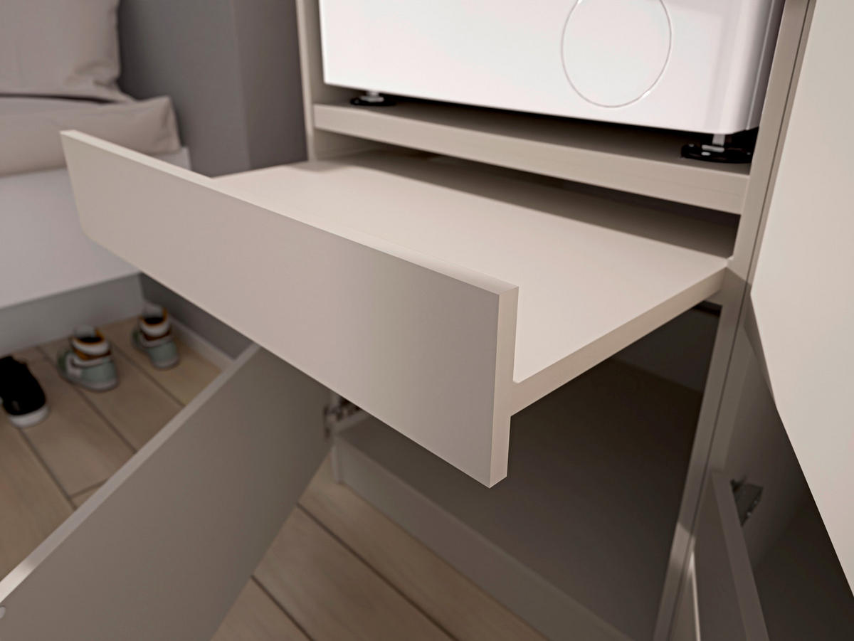 WASCHMASCHINENSCHRANK  68/200/68 cm  - Kaschmir/Schwarz, Design, Holzwerkstoff/Metall (68/200/68cm) - Milino