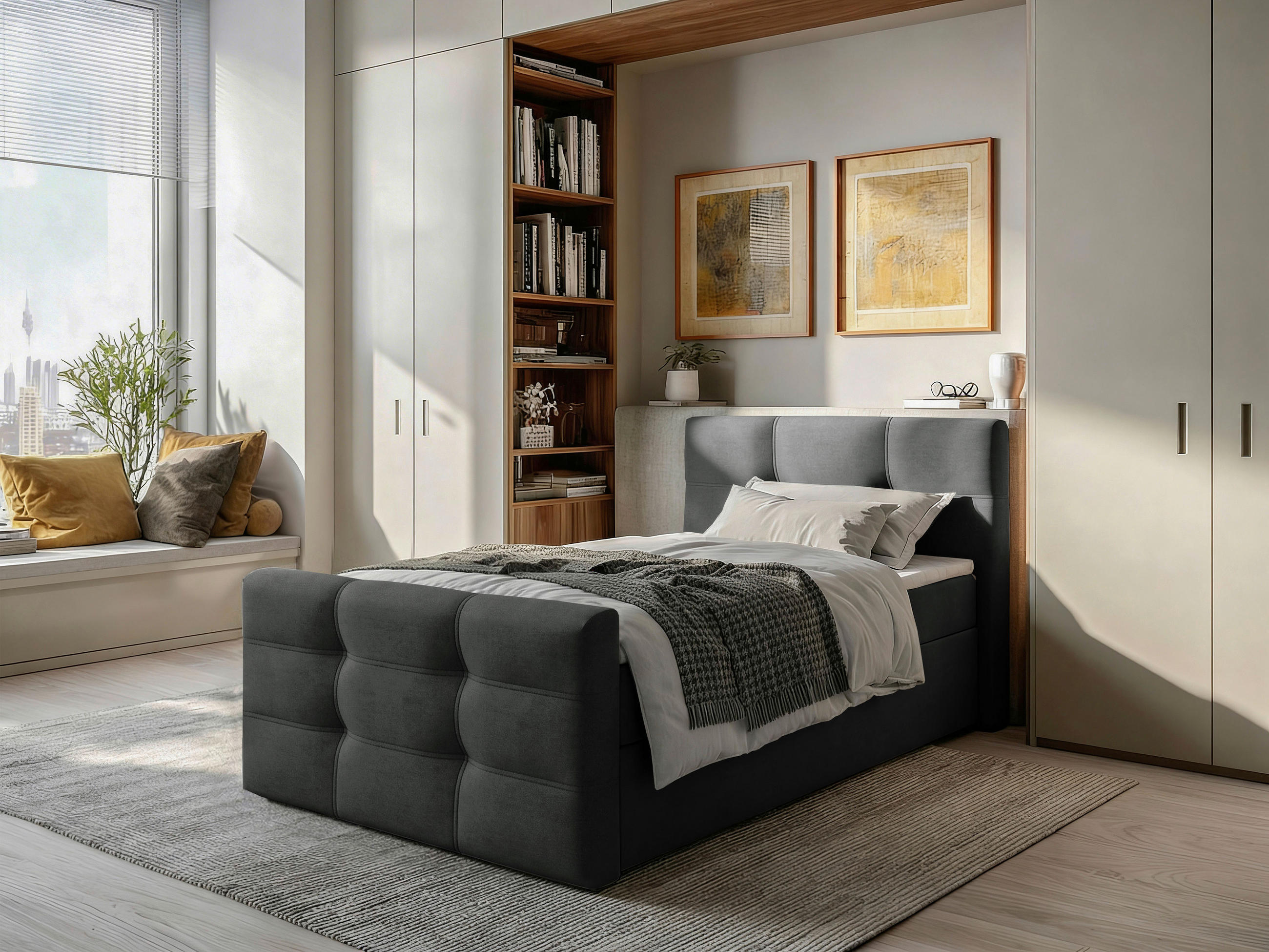 BOXBETT 120/200 cm  in Anthrazit  - Anthrazit/Schwarz, Basics, Kunststoff/Textil (120/200cm) - Chameo