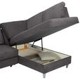 ECKSOFA in Flachgewebe Graubraun 255/186 cm - Graubraun/Silberfarben, KONVENTIONELL, Holz/Textil (255/186cm) - Cantus