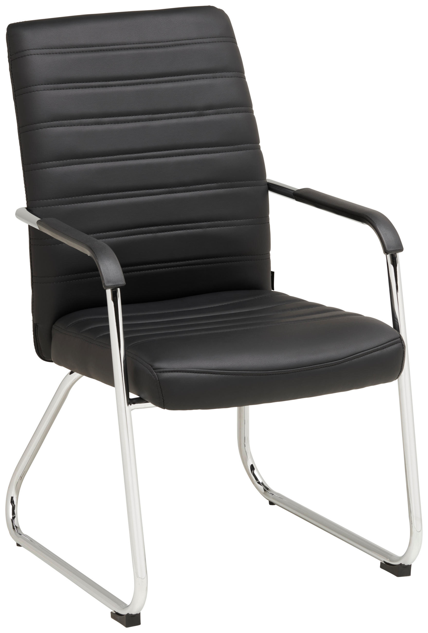 BESUCHERSTUHL Schwarz, Chromfarben  - Chromfarben/Schwarz, LIFESTYLE, Holz/Kunststoff (55/92/64cm) - Livetastic