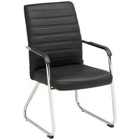 BESUCHERSTUHL  in Lederlook Schwarz, Chromfarben  - Chromfarben/Schwarz, LIFESTYLE, Holz/Kunststoff (55/92/64cm) - Livetastic
