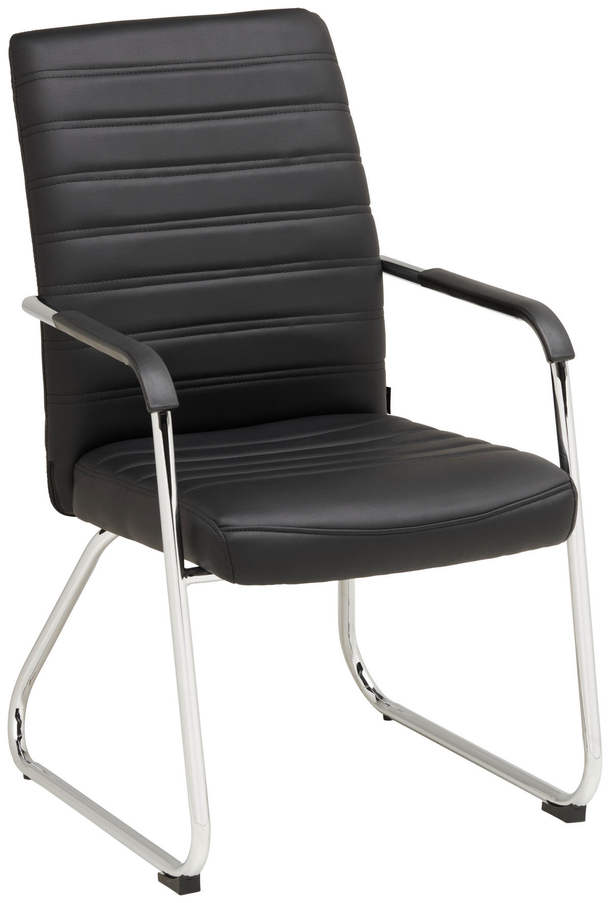 BESUCHERSTUHL  in Lederlook Schwarz, Chromfarben  - Chromfarben/Schwarz, LIFESTYLE, Holz/Kunststoff (55/92/64cm) - Livetastic