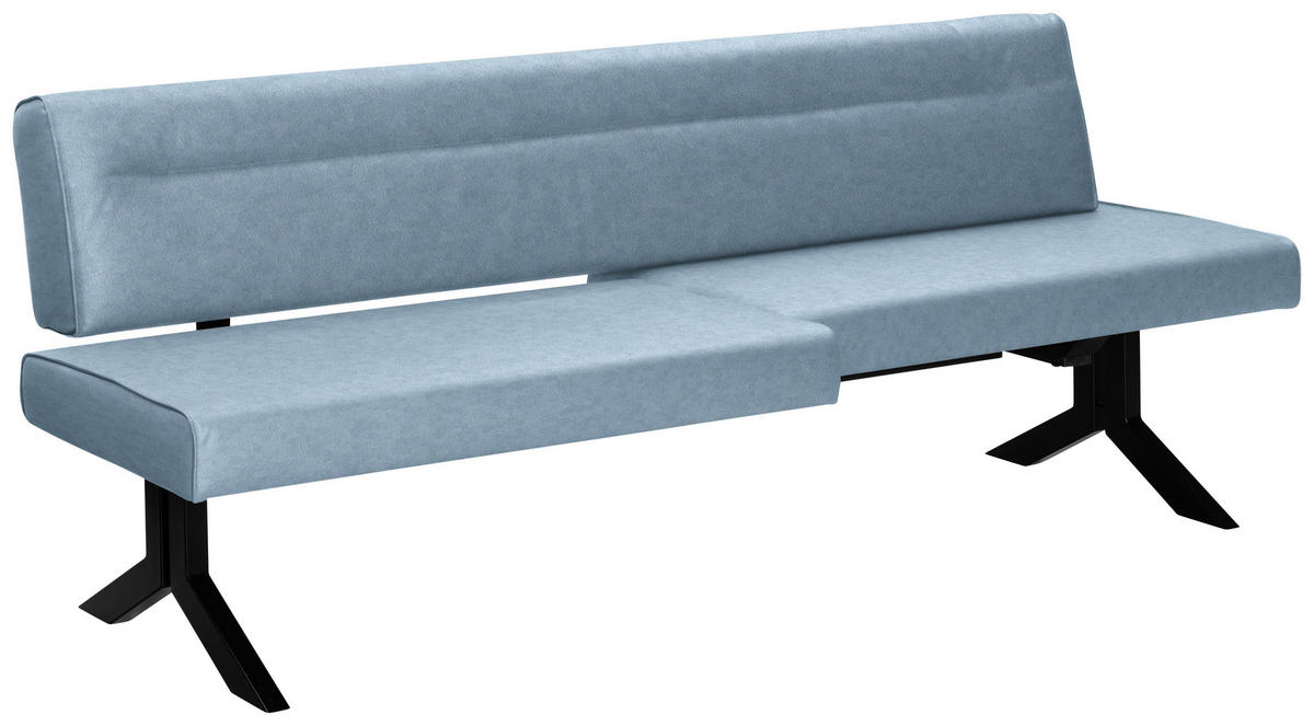 SITZBANK in Metall, Textil Hellblau  - Schwarz/Hellblau, Konventionell, Textil/Metall (220/87/70-86cm) - Moderano