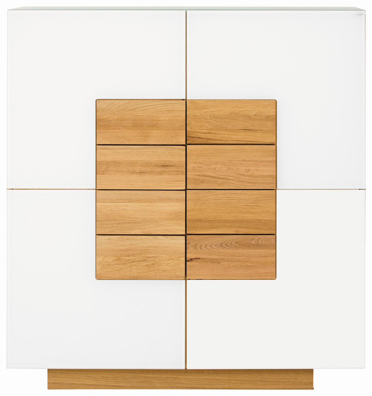 VISOKA KOMODA   128/138/43 cm   bijela, boje hrasta  - bijela/boje hrasta, Design, staklo/drvo (128/138/43cm) - Voglauer