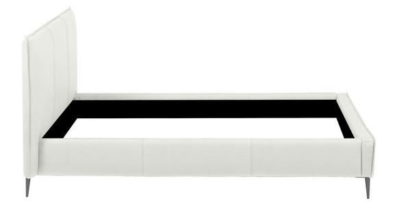 POLSTERBETT 140/200 cm,  in Weiß, gepolstertes Kopfteil,  - Schwarzchrom/Weiß, KONVENTIONELL, Leder/Metall (140/200cm) - Esposa