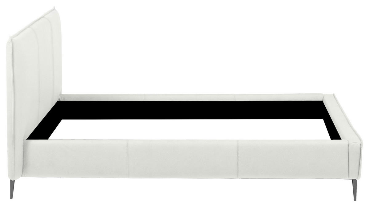 POLSTERBETT 180/200 cm,  in Weiß, gepolstertes Kopfteil,  - Schwarzchrom/Weiß, KONVENTIONELL, Leder/Metall (180/200cm) - Esposa