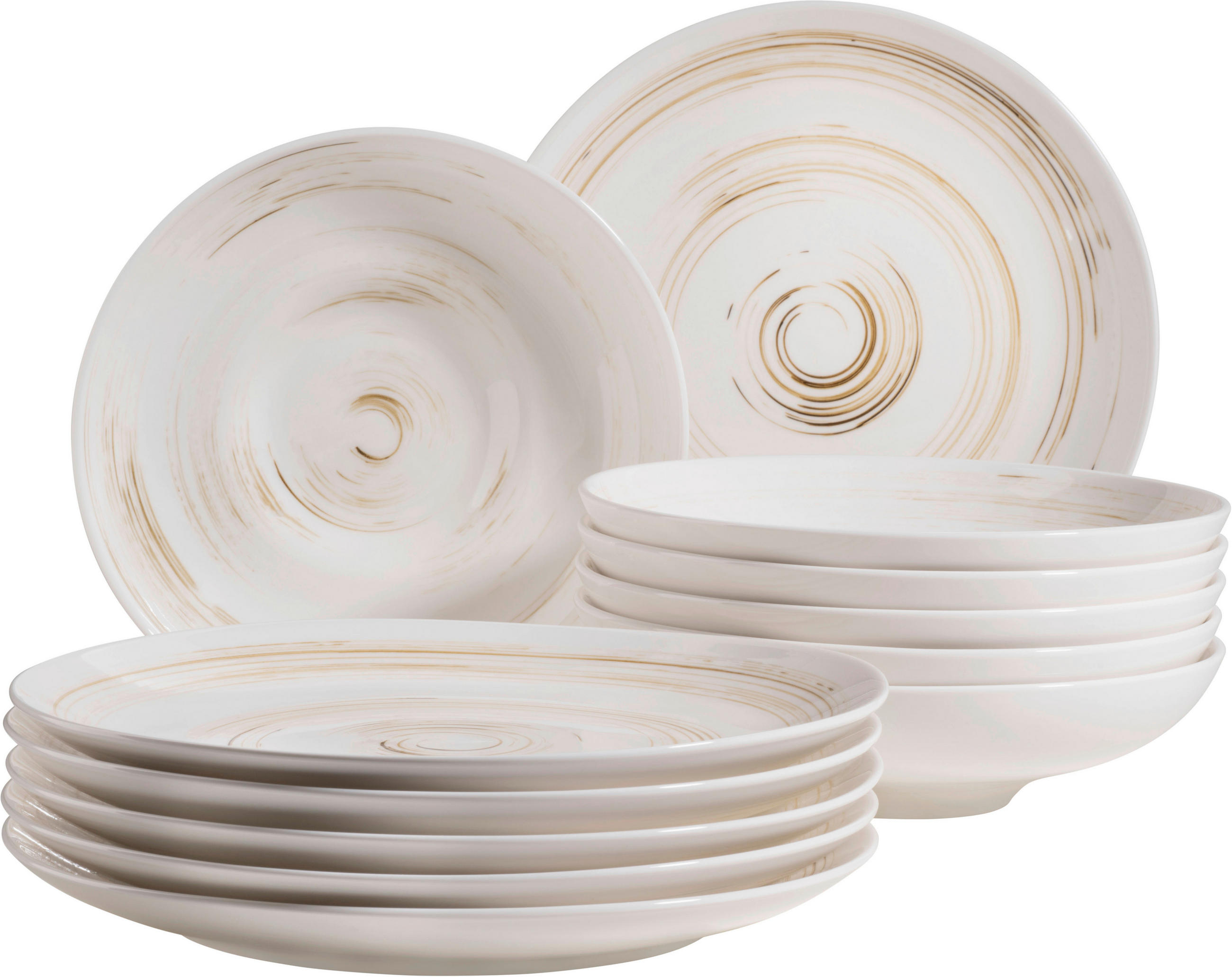 TAFELSERVICE Derby 12-teilig  - Beige/Weiß, Basics, Keramik (32/32/30cm) - Mäser