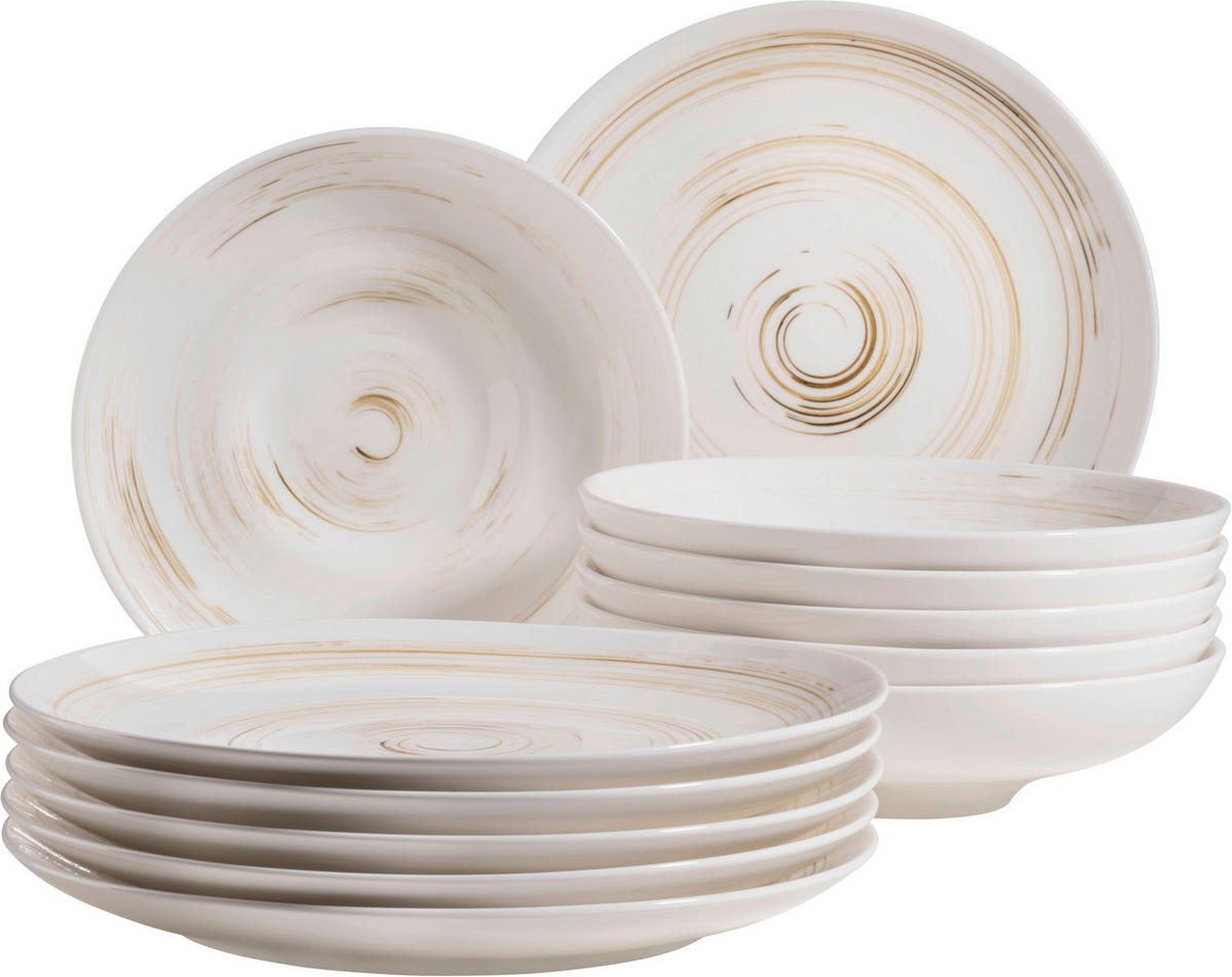 TAFELSERVICE Derby 12-teilig  - Beige/Weiß, Basics, Keramik (32/32/30cm) - Mäser