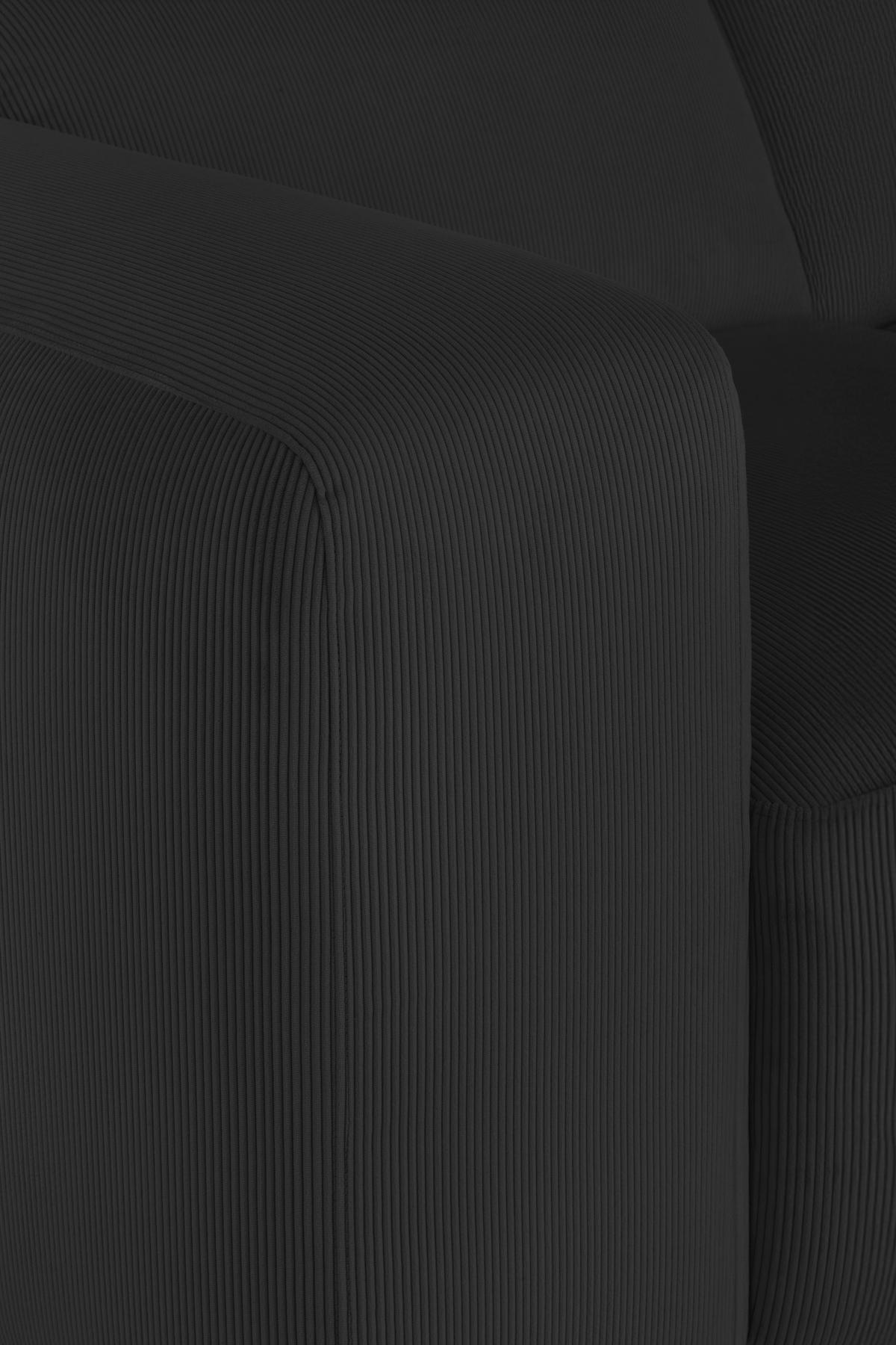 ECKSOFA HANNAH Schwarz Cord  - Schwarz, Design, Kunststoff/Textil (304/200cm) - MID.YOU