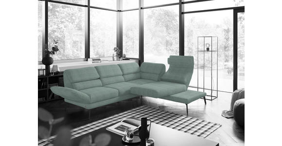 ECKSOFA in Flachgewebe Salbeigrün  - Salbeigrün/Schwarz, Design, Textil/Metall (253/207cm) - Dieter Knoll