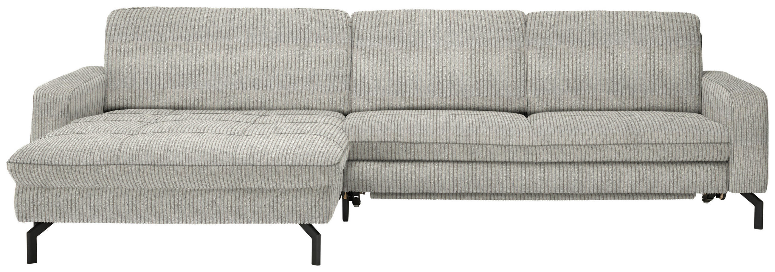 ECKSOFA in Cord Hellgrün  - Schwarz/Hellgrün, Design, Textil/Metall (178/302cm) - Beldomo Style