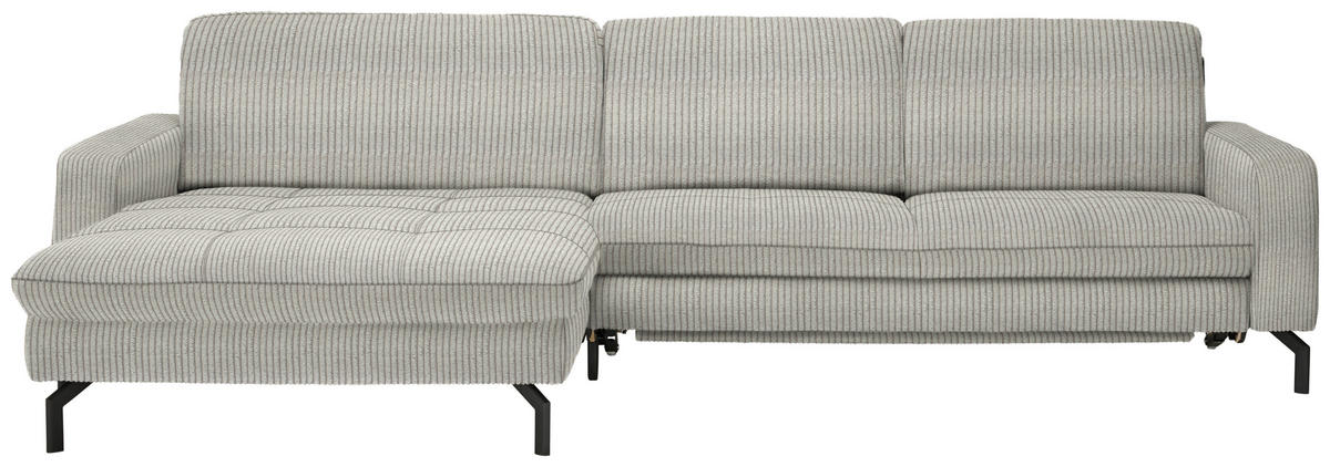 ECKSOFA in Cord Hellgrün  - Schwarz/Hellgrün, Design, Textil/Metall (178/302cm) - Beldomo Style
