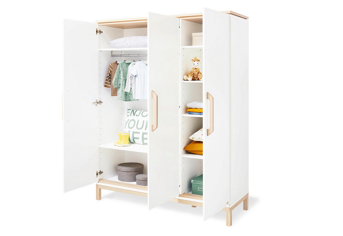 BABYKLEIDERSCHRANK PINOLINO LIGHT  - Ahornfarben/Weiß, Design, Holz/Holzwerkstoff (150/190/56cm) - Pinolino
