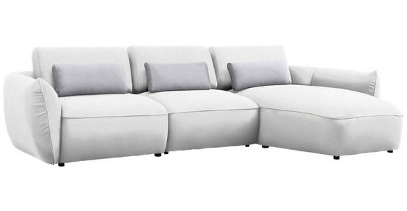 ECKSOFA  in Chenille Weiß  340/190 cm  - Greige/Schwarz, Design, Kunststoff/Textil (340/190cm) - Belluti
