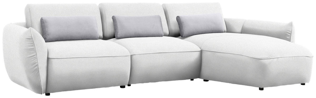 ECKSOFA  in Chenille Weiß  340/190 cm  - Greige/Schwarz, Design, Kunststoff/Textil (340/190cm) - Belluti