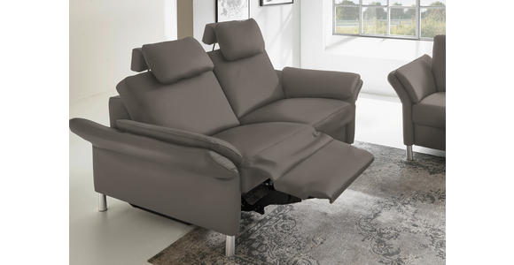 3-SITZER-SOFA Latina in Echtleder Graubraun   - Graubraun/Alufarben, Design, Leder/Metall (190/82/99cm) - Dieter Knoll
