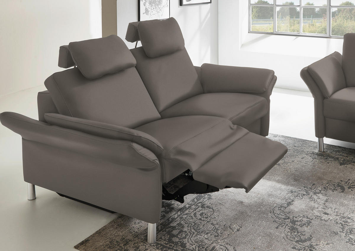 3-SITZER-SOFA in Leder Graubraun  - Graubraun/Alufarben, Design, Leder/Metall (190/82/99cm) - Dieter Knoll