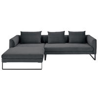 ECKSOFA in Feincord Anthrazit  - Anthrazit/Schwarz, Konventionell, Textil/Metall (178/284cm) - Hom`in