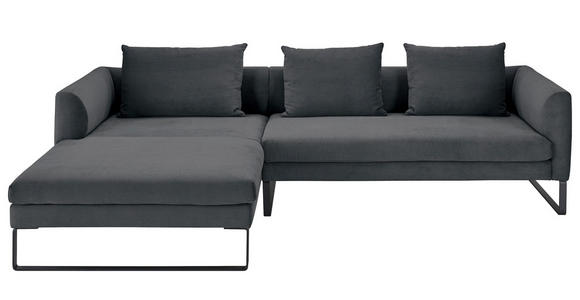 ECKSOFA Anthrazit Feincord  - Anthrazit/Schwarz, KONVENTIONELL, Textil/Metall (178/284cm) - Hom`in