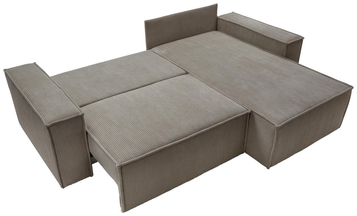 ECKSCHLAFSOFA Samt Anthrazit  - Anthrazit/Schwarz, KONVENTIONELL, Holz/Kunststoff (251/170cm) - MID.YOU