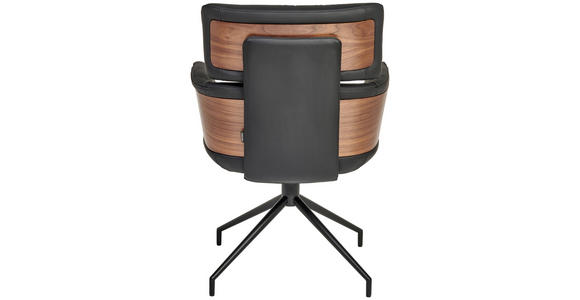 ARMLEHNSTUHL  Lederauswahl, Wippfunktion, Sitzfläche 360° drehbar, automatische Rückholfunktion  Echtleder  Schwarz, Walnussfarben  - Walnussfarben/Schwarz, Design, Leder/Holz (62/92/66cm) - Dieter Knoll